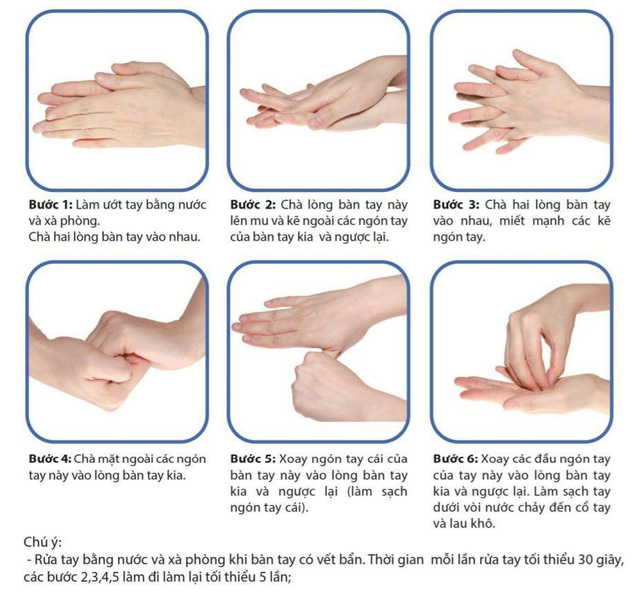 6 bước rửa tay bằng nước rửa tay khô